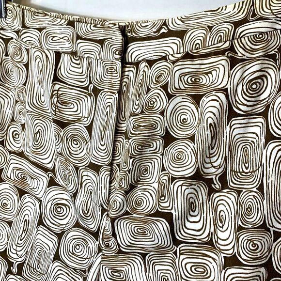 Talbots Brown White Swirl Print Stretch High Waist Tapered Pants Size 12 - Picture 3 of 11